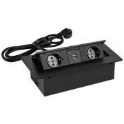 Сетевой разветвитель Premier PX/BL-HOR-2R-2USB-BLK