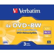 Диск DVD+RW Verbatim 4.7Gb 4x Slim case (3шт) (43636)