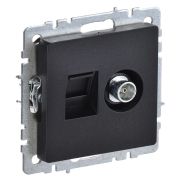 Розетка комп/телев. IEK Brite BR-AK20-1-K02 2розет. концевая одинар. скрыт. штор. IP20 черный (упак.:1шт)