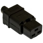 Вилка Hyperline CON-IEC320C19 (упак.:1шт) 1м черный