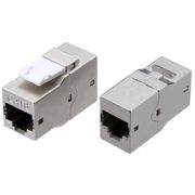 Адаптер Hyperline CA2-KJ-C6-SH-BK проходн. KeystoneRJ45 кат.6 FTP стальной (упак.:1шт)