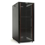Шкаф коммутационный Hyperline (TTBR-2266-AS-RAL9004) напольный 22U 600x600мм пер.дв.стекл задн.дв.спл.стал.лист 2 бок.пан. 800кг черный 510мм 1166мм IP20 сталь